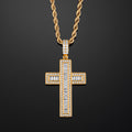 Baguette Cross Pendant in Yellow Gold