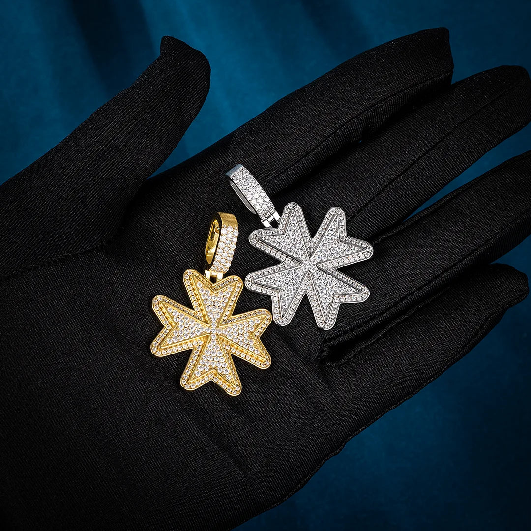 Custom Moissanite Maltese Cross Pendant