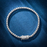 3mm Square Box Bracelet With Moissanite Clasp