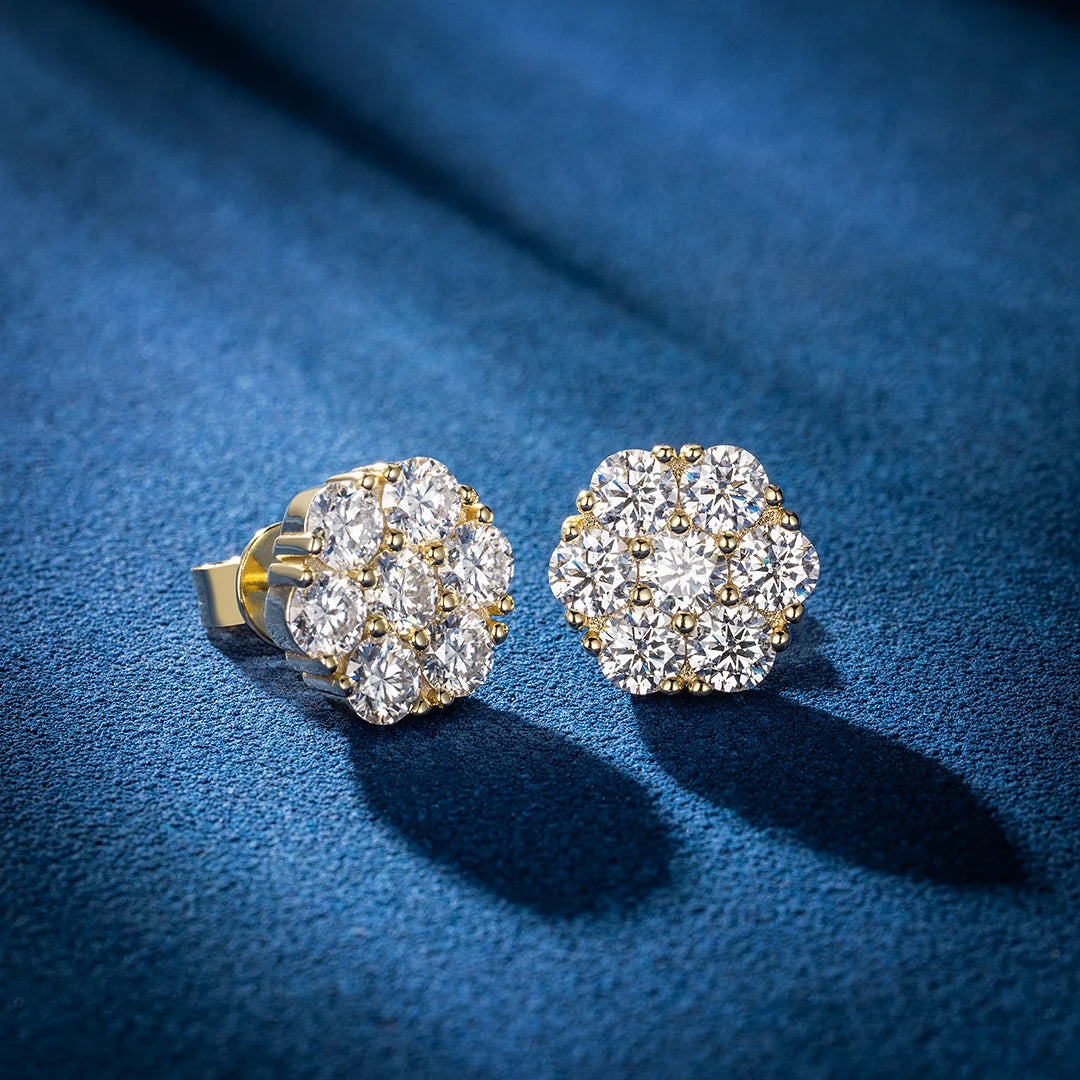 S925 Moissanite Cluster Hexagon Earrings-4.2CT Total