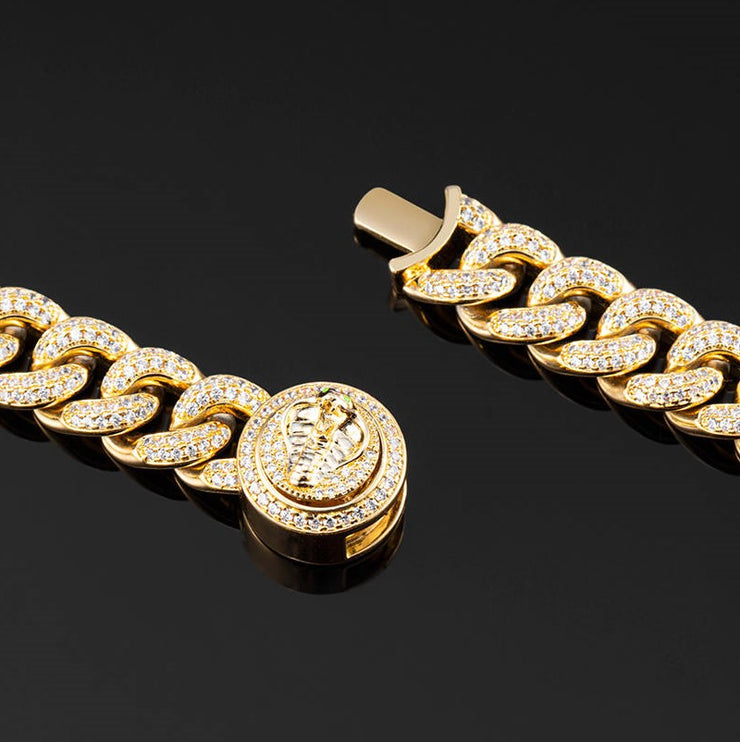 12mm Cuban Link Bracelet in Yellow Gold