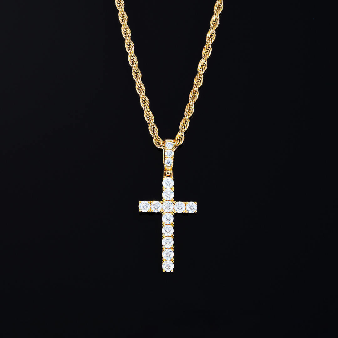 925 Sterling Silver Moissanite Cross Pendant 2.1ct