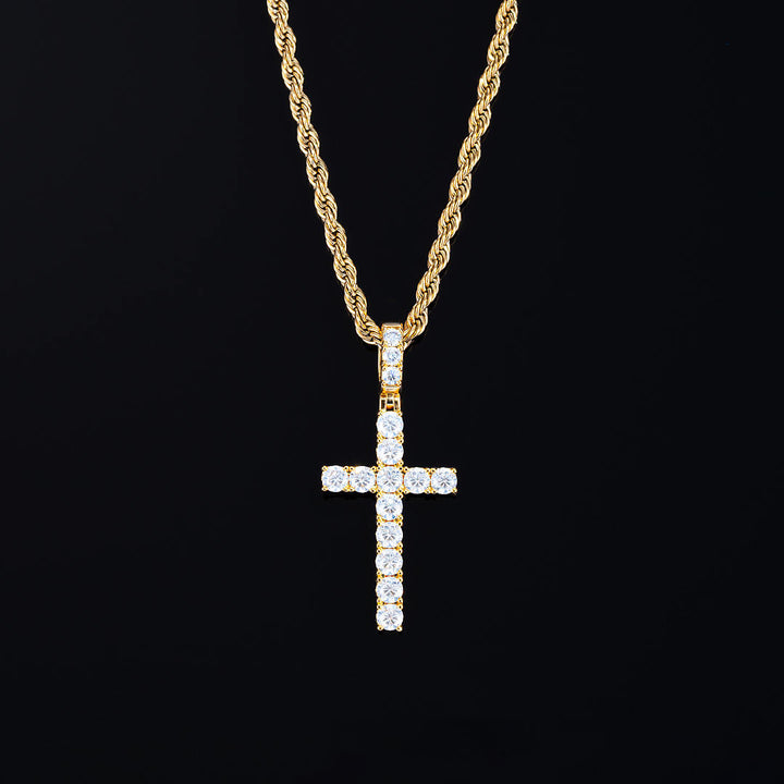 925 Sterling Silver Moissanite Cross Pendant 2.1ct