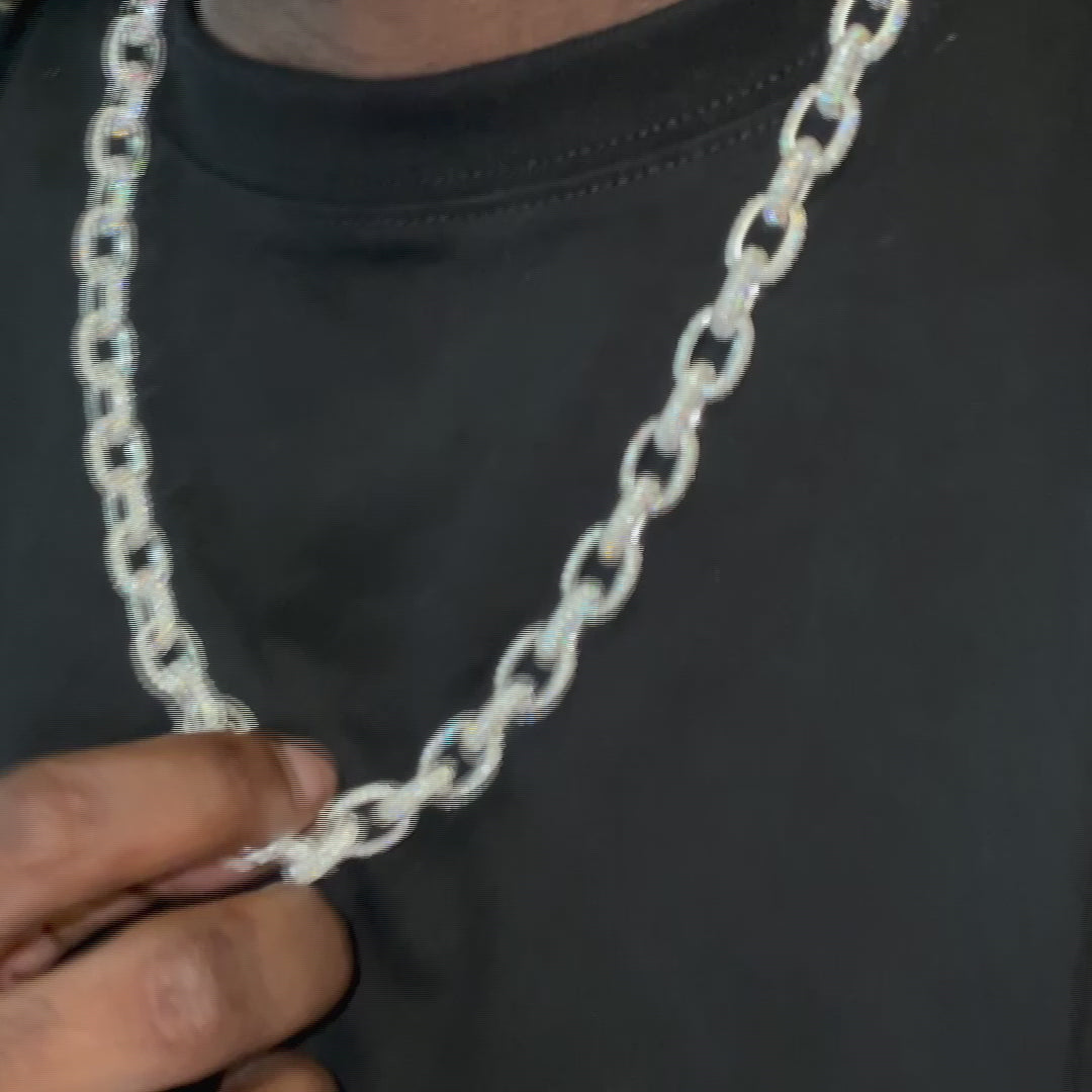10mm S925 Moissanite Rolo Link Chain