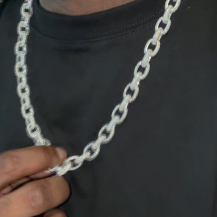10mm S925 Moissanite Rolo Link Chain