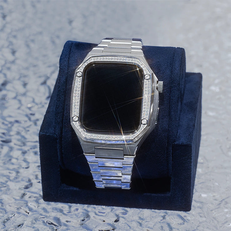 Moissanite Apple Watch Case With Stainless Steel Band ICEGIANT