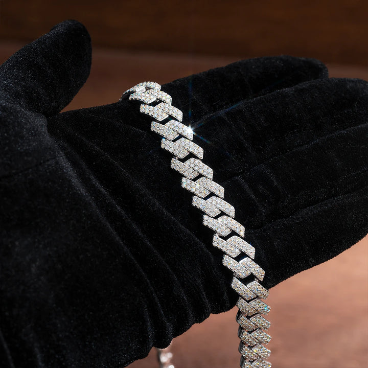 Solid Gold Diamond Prong Cuban Bracelet - deposit