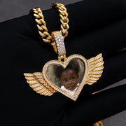 Angel Wings Heart Photo Pendant
