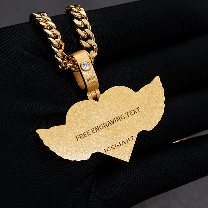 Angel Wings Heart Photo Pendant