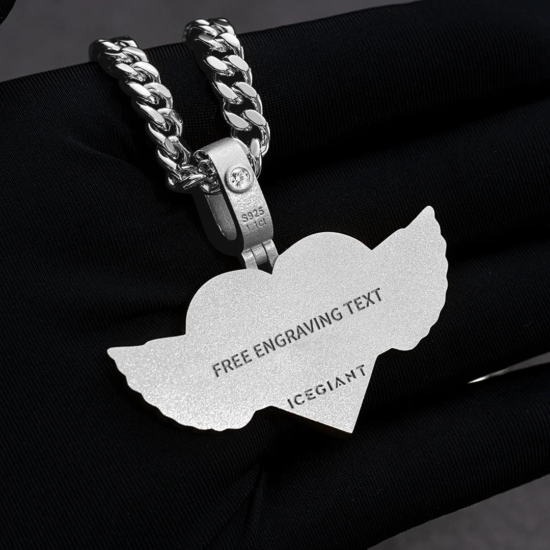 Angel Wings Heart Photo Pendant
