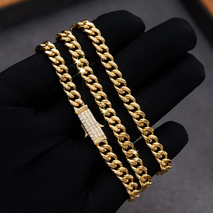 Solid Gold 5mm Miami Cuban Bracelet With Iced Clasp - deposit