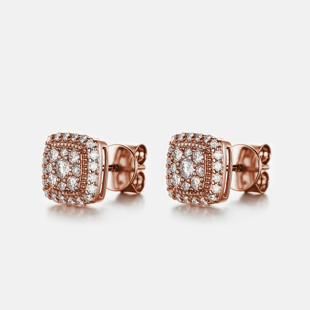 S925 Moissanite Square Cluster Stud Earrings