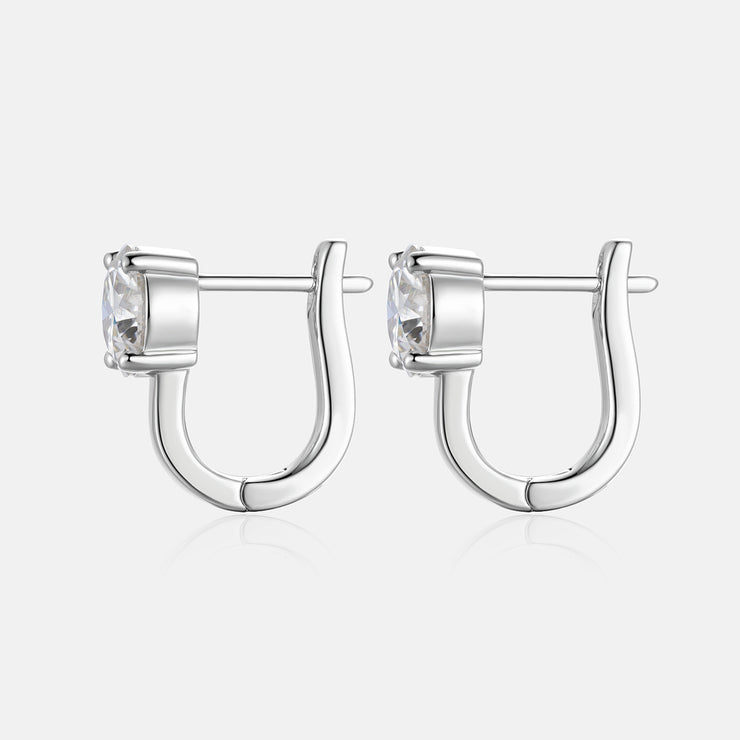 S925 Moissanite Solitaire Hoop Earrings