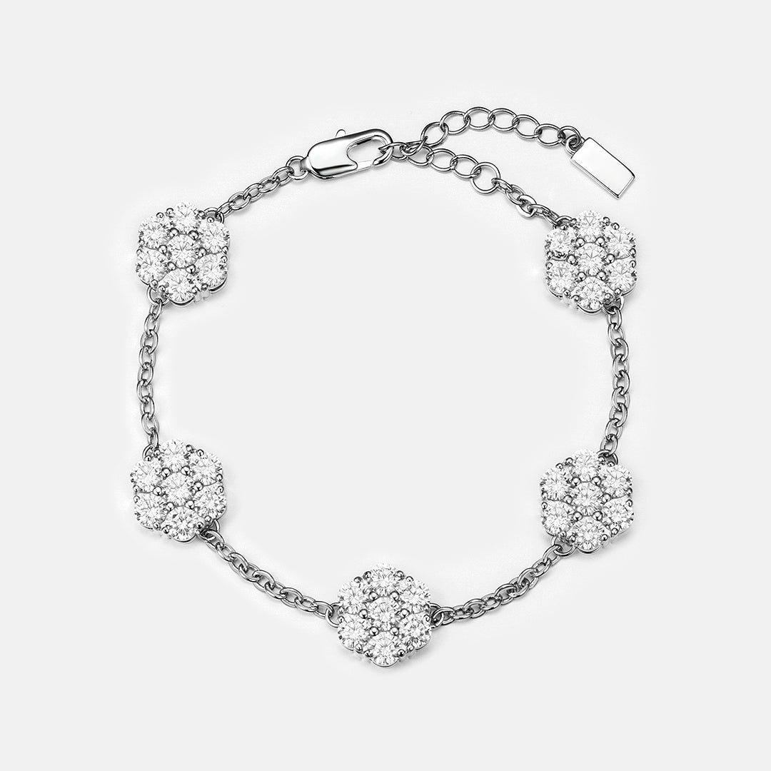 Moissanite Cluster Hexagon Adjustable Bracelet
