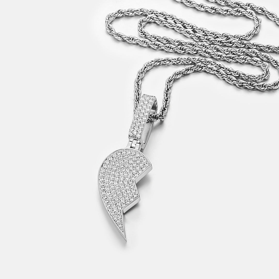 Moissanite Broken Heart Pendant Set[2PCS/SET]