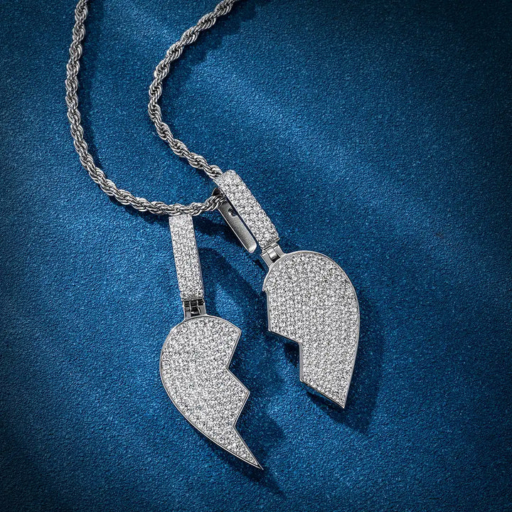 Moissanite Broken Heart Pendant Set[2PCS/SET]