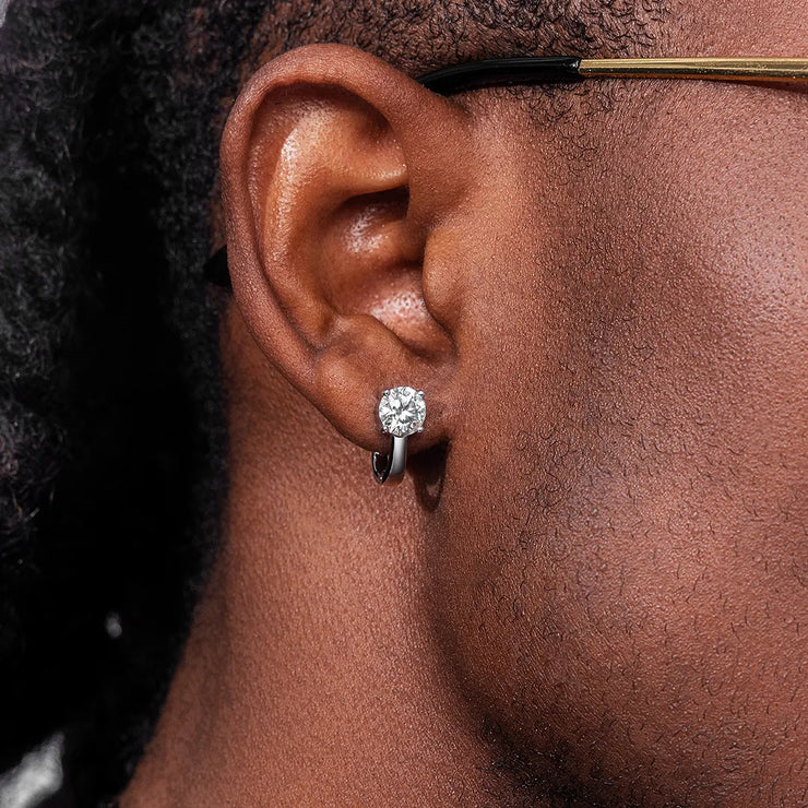 S925 Moissanite Solitaire Hoop Earrings