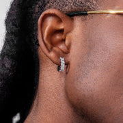 925 Sterling Silver Princess Cut Hoop Earrings