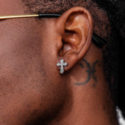 Clustered Cross Moissanite Stud Earrings