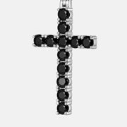 925 Sterling Silver Black Moissanite Cross Pendant
