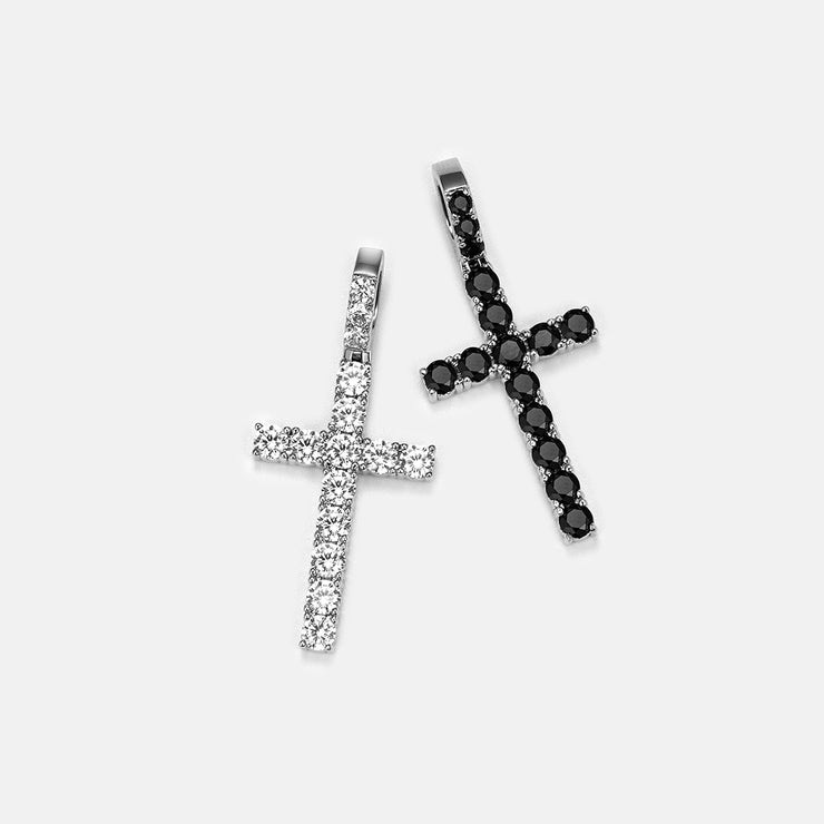 925 Sterling Silver Black Moissanite Cross Pendant
