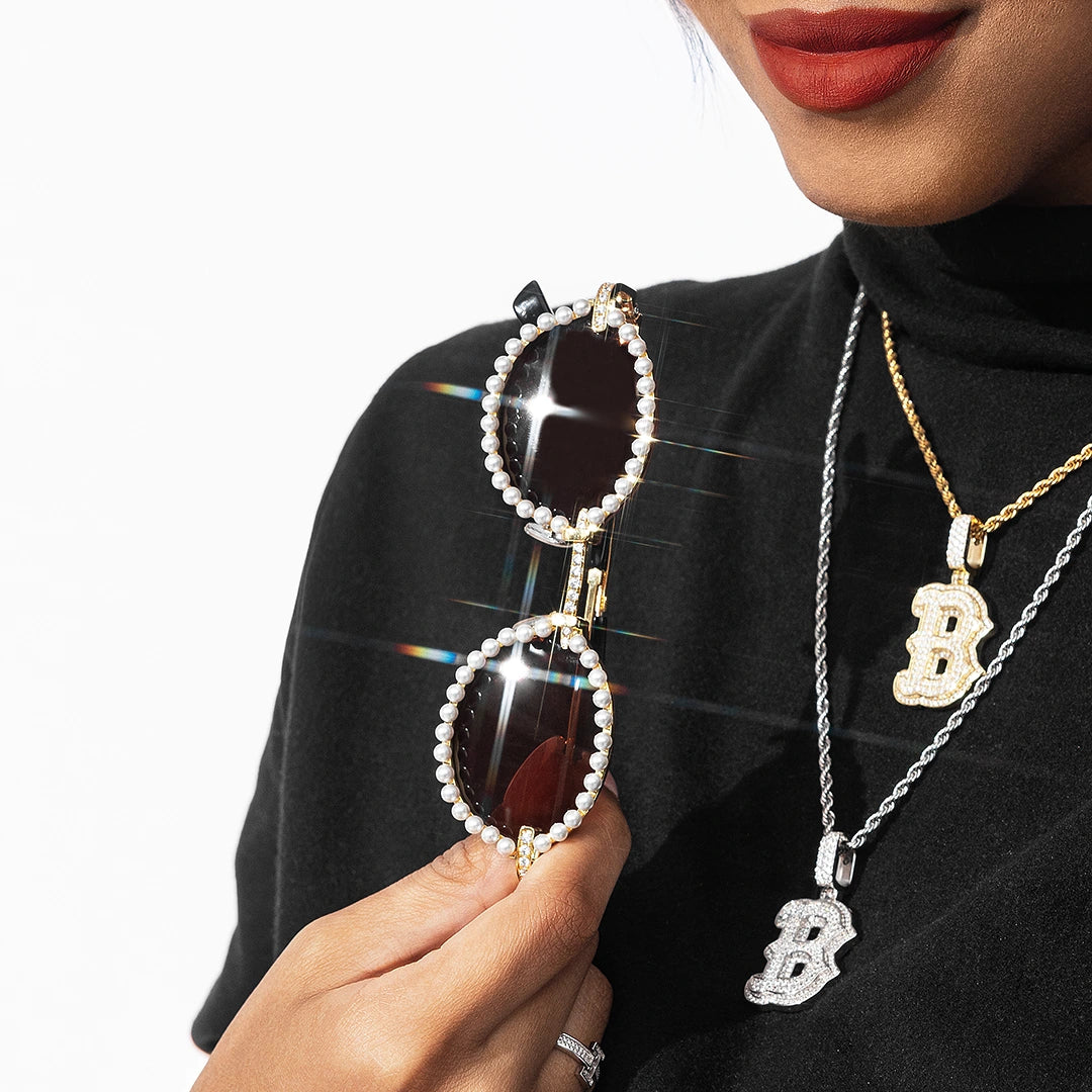 Moissanite Pearl Oval Sunglasses