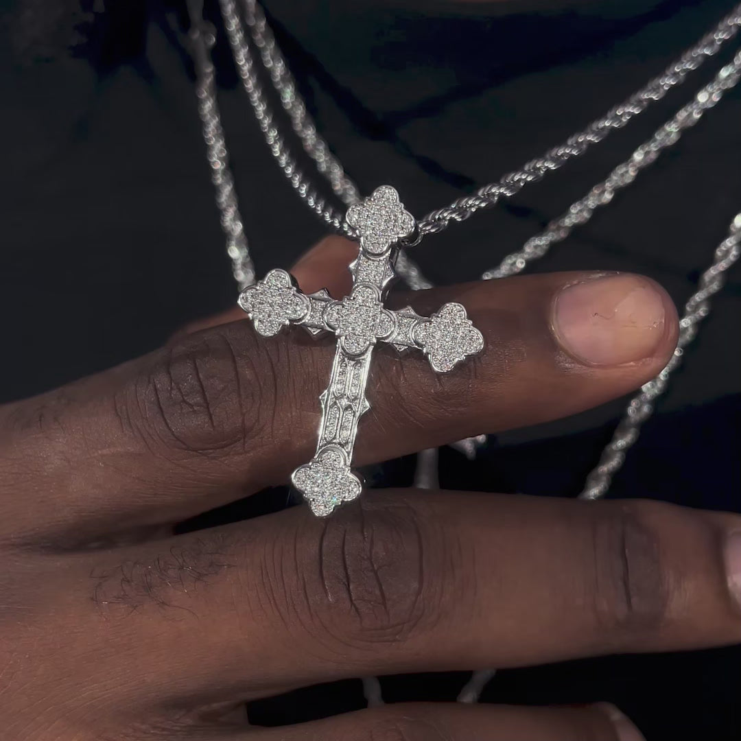 S925 Moissanite Eastern Orthodox Cross Pendant