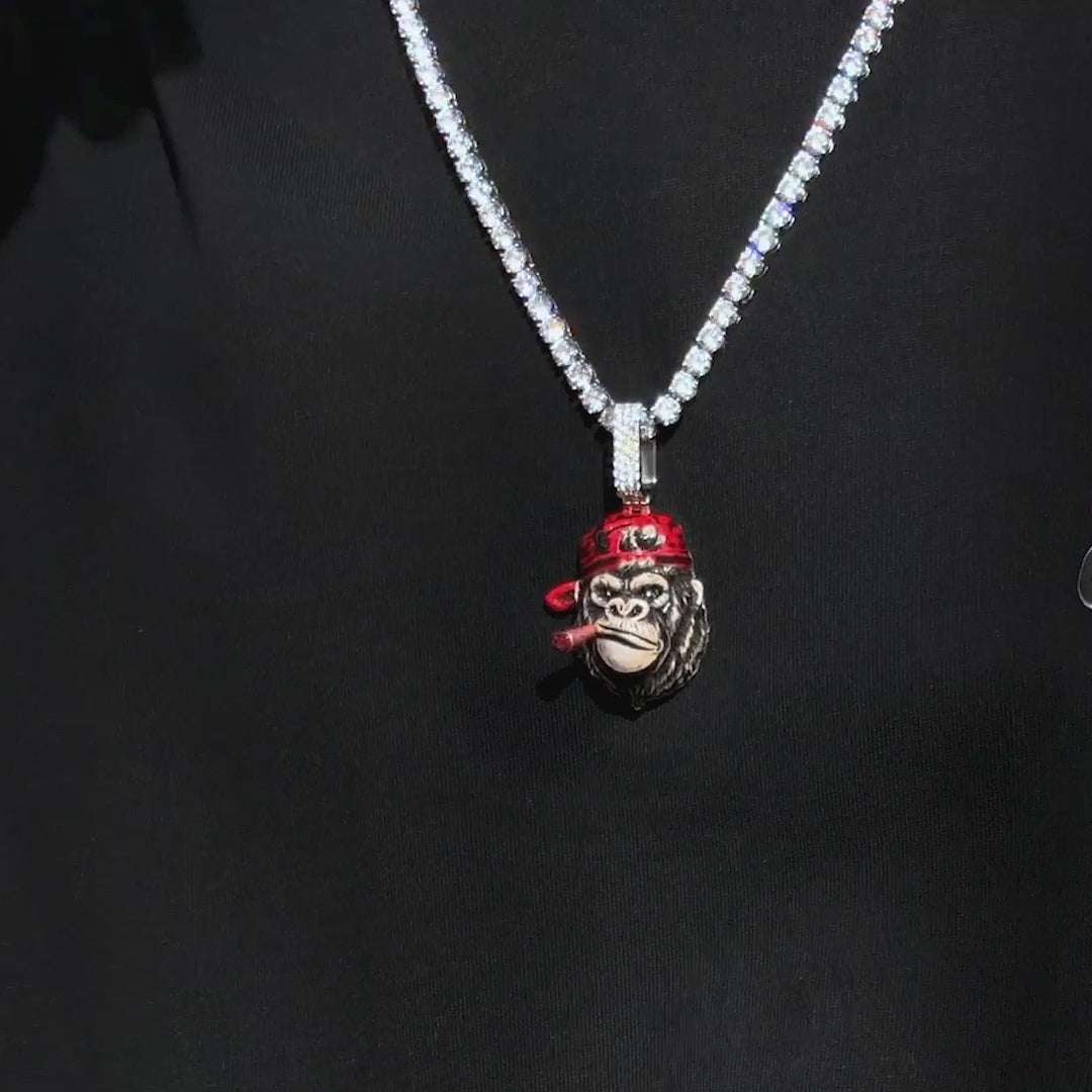Moissanite Enamel Smoking APE Pendant