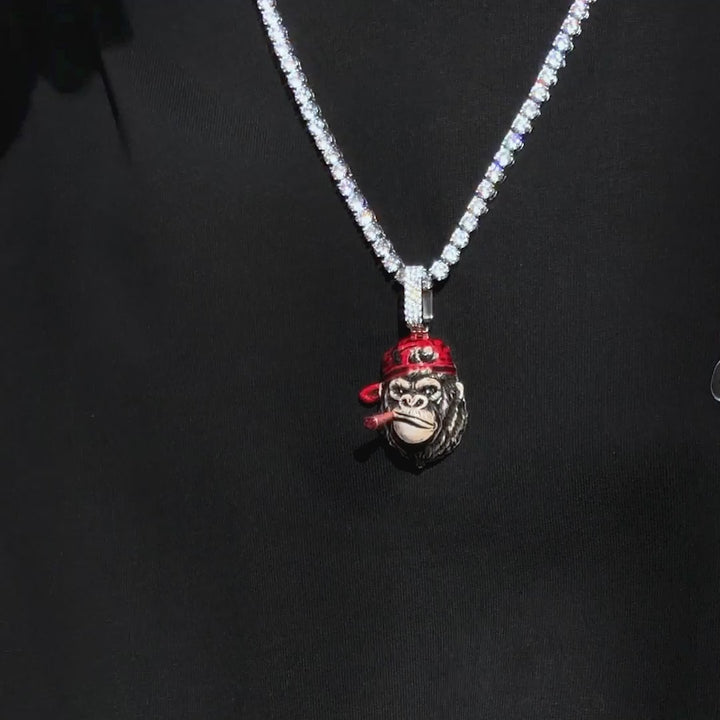 Moissanite Enamel Smoking APE Pendant