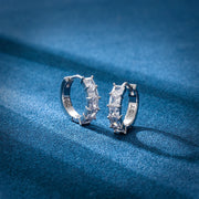 925 Sterling Silver Princess Cut Hoop Earrings