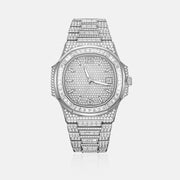 Iced Out Baguette Cut Moissanite Watch in White Gold