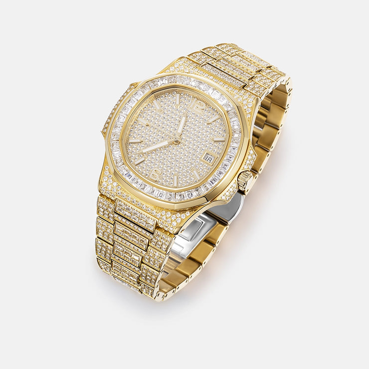 Iced Out Baguette Cut Moissanite Watch
