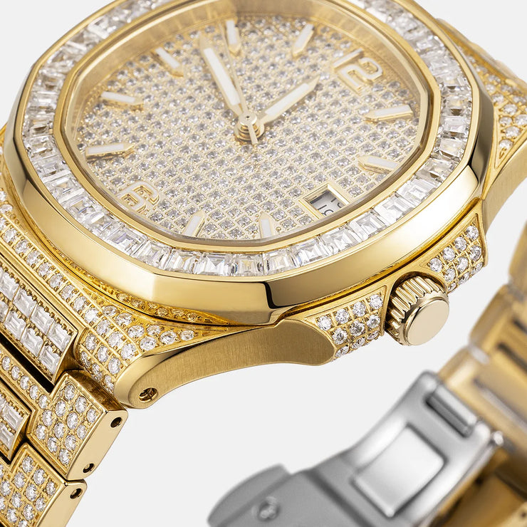 Iced Out Baguette Cut Moissanite Watch