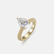 Made To Order Pear Cut Halo Ring with Side Diamonds