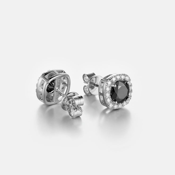 Black Moissanite Square Stud Earrings - 3.4 Carat Total