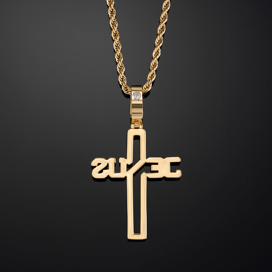 Jesus Cross Pendant in Yellow Gold