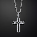 Jesus Cross Pendant in White Gold