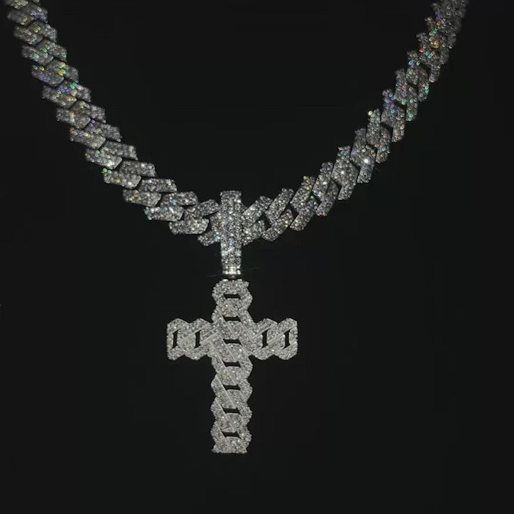 Prong Cuban Cross Pendant