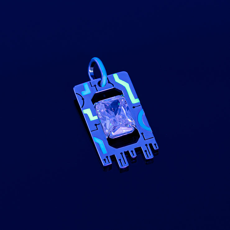 Cyberpunk Fluorescent Memory Chip Pendant