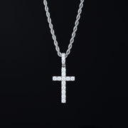 925 Sterling Silver Moissanite Cross Pendant 2.1ct