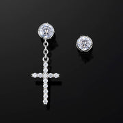 925 Sterling Silver Stud Cross Dangle Earrings