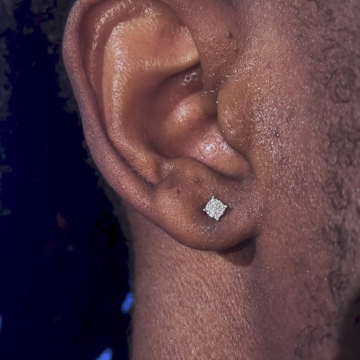 Solid Gold Real Diamond 3.2mm Cluster Hexagon Earrings