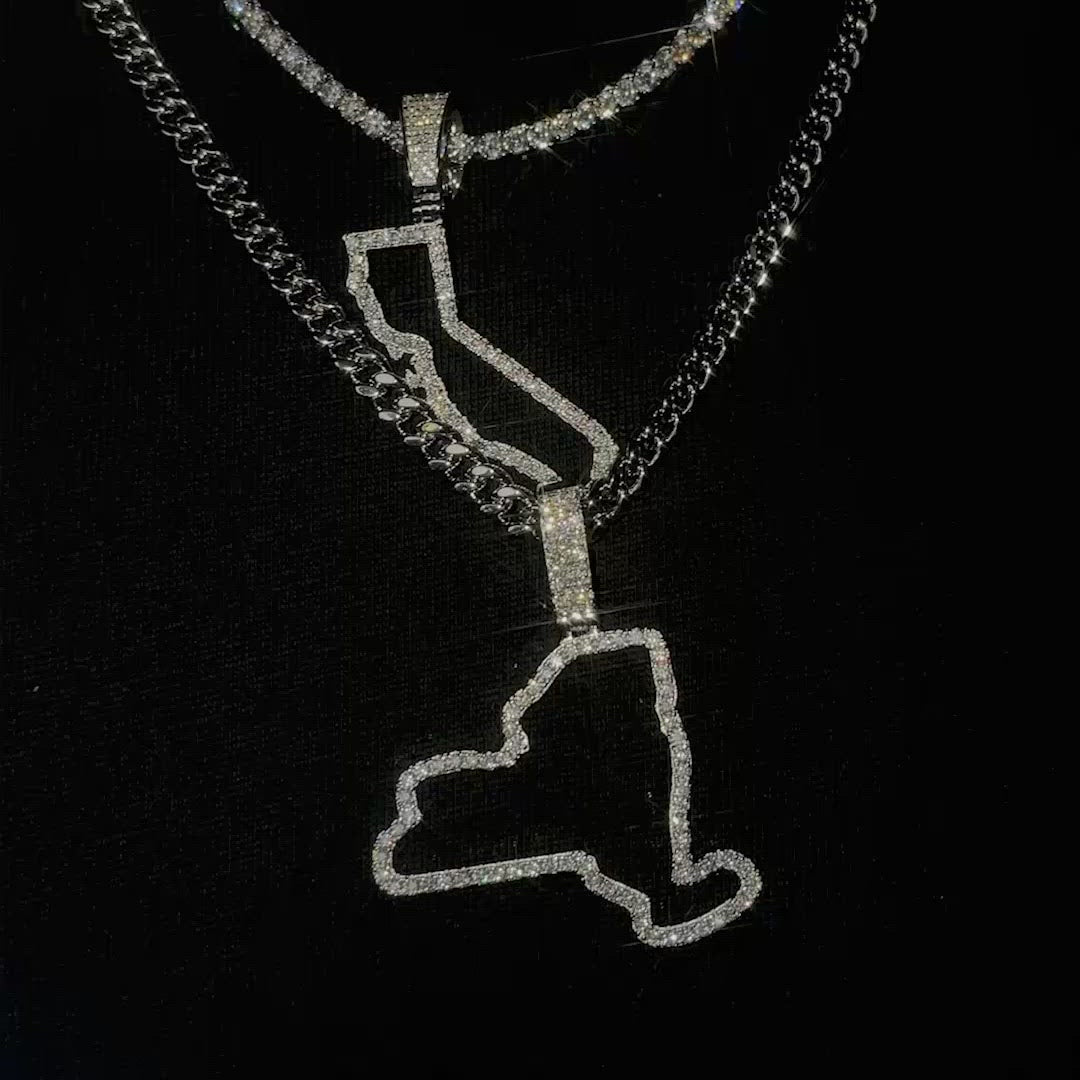 California US State Moissanite Map Pendant