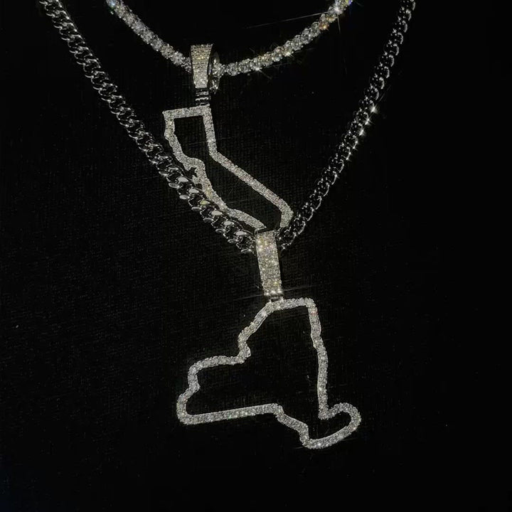 California US State Moissanite Map Pendant