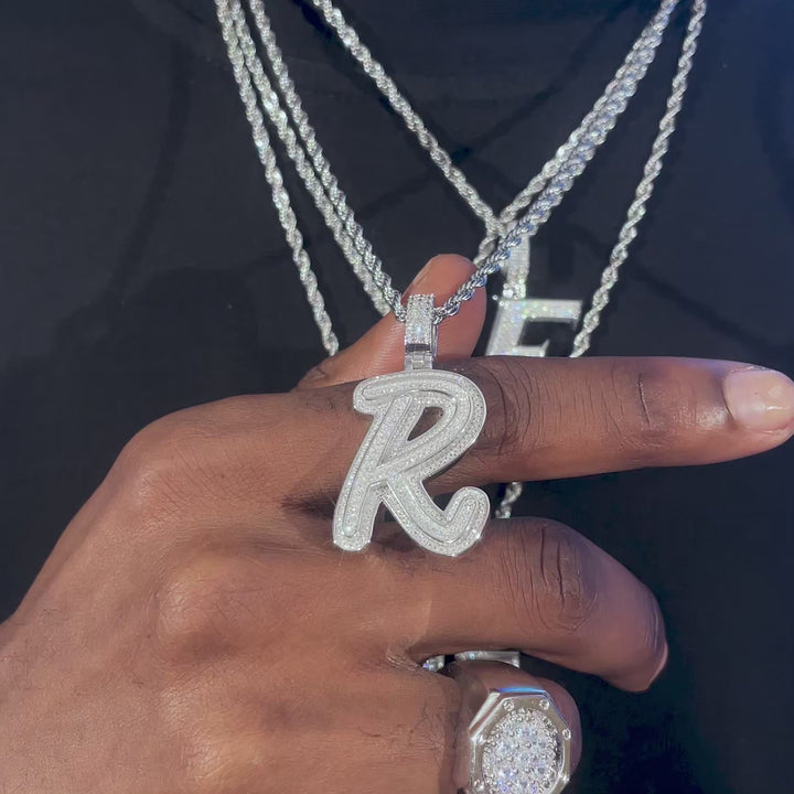 Custom Made R Moissanite Pendant