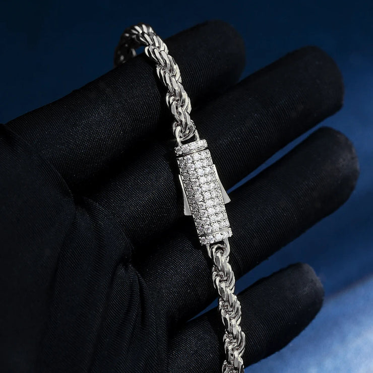 Italian 5mm Rope Bracelet Or Chain with Moissanite Clasp