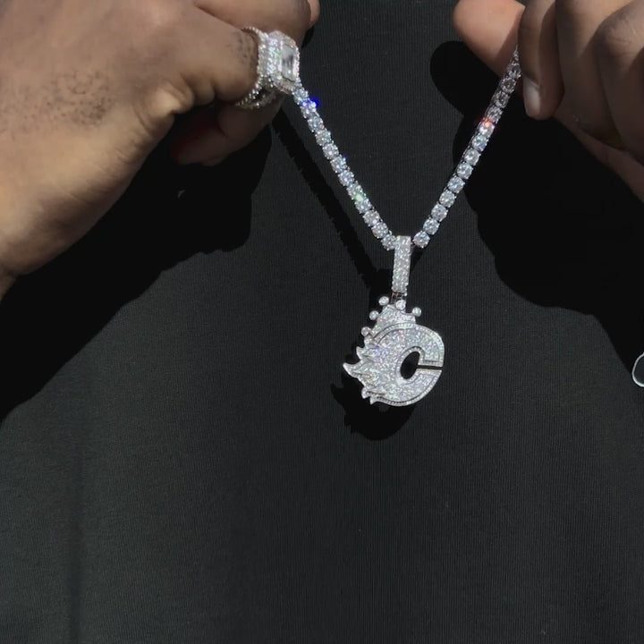 Custom Made C Moissanite Crown Pendant