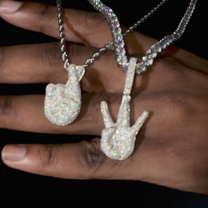 Moissanite Finger Cross Emoji Pendant