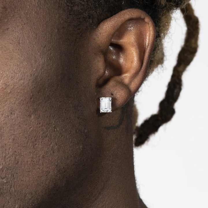 Moissanite Emerald Cut Stud Earrings-4.00 Carat Total