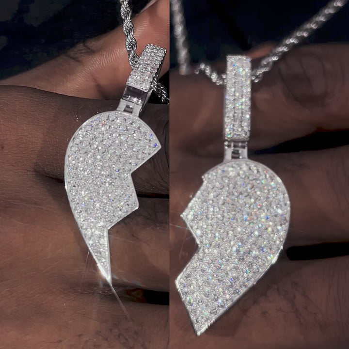 Moissanite Broken Heart Pendant